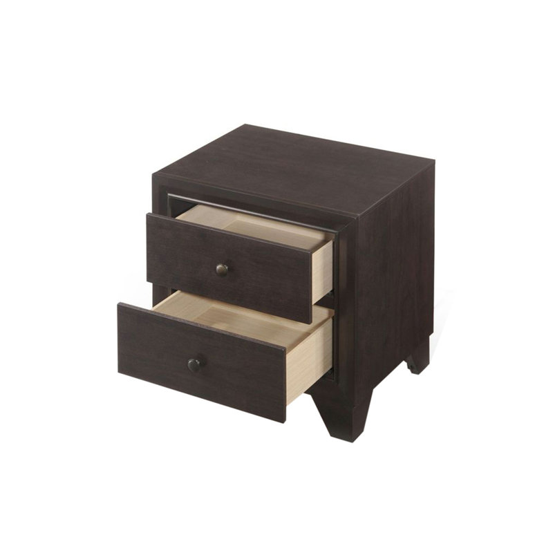 Table de chevet en bois avec 2 tiroirs au fini espresso