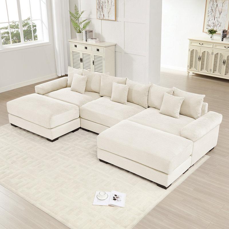 Canapé modulaire surdimensionné 130 po Cloud, Velours côtelé beige