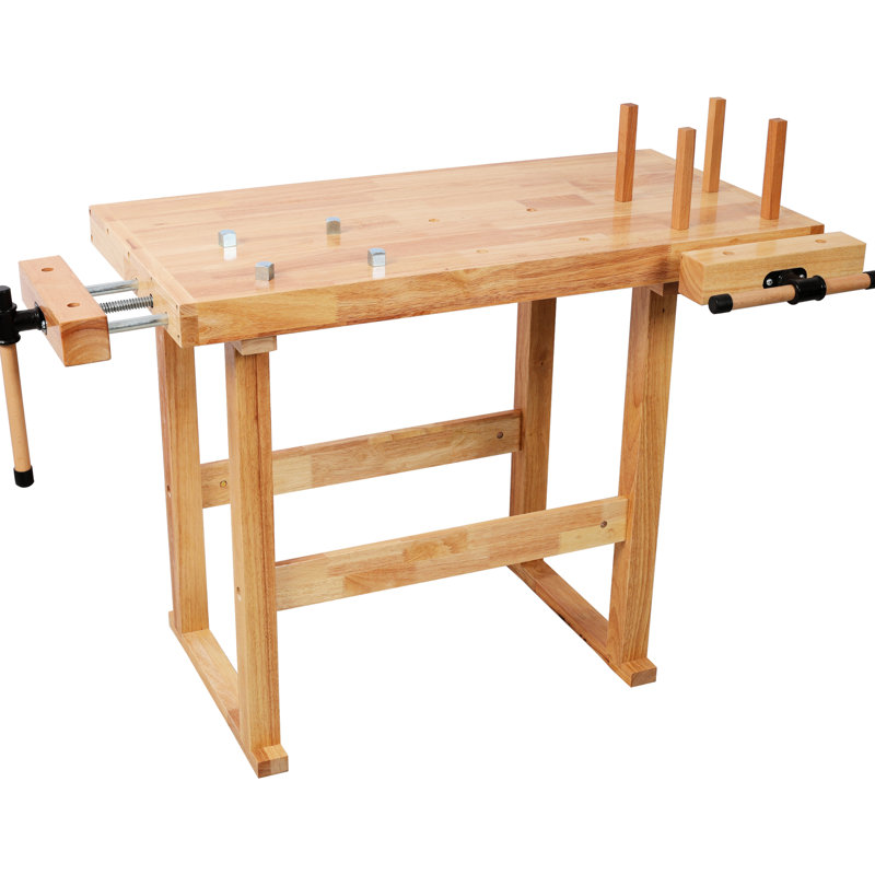 Établi 40 po en bois d'hévéa, capacité de 330 lb, poignée réglable, idéal pour la fabrication de bijoux et de bricolage