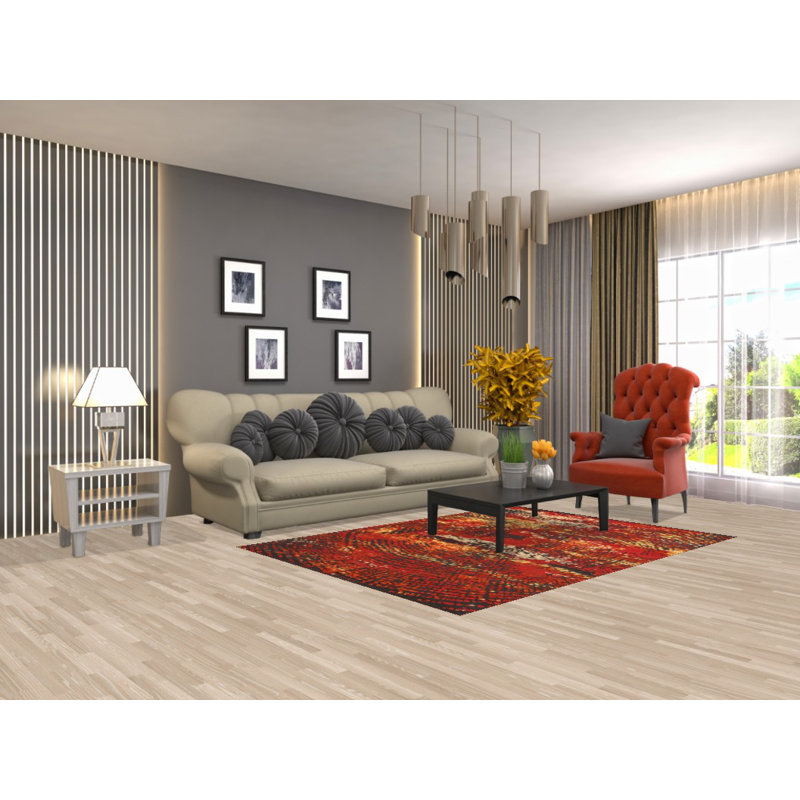 Colourful Abstract Oriental Area Rug 5x7