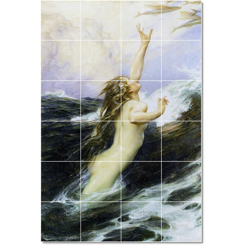 Carreau de céramique décorative 24 po x 36 po 6 po x 6 po, Herbert James Draper nu W22324