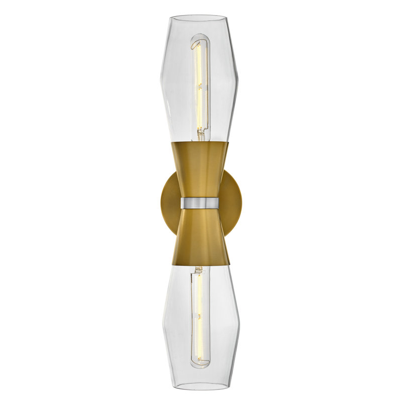 Livie Lacquered Brass and Clear Glass 2-Light Wall Sconce