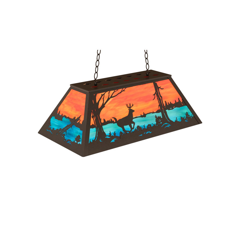 Luminaire suspendu linéaire pour table de billard à 6 lumières Littell, Bronze intemporel