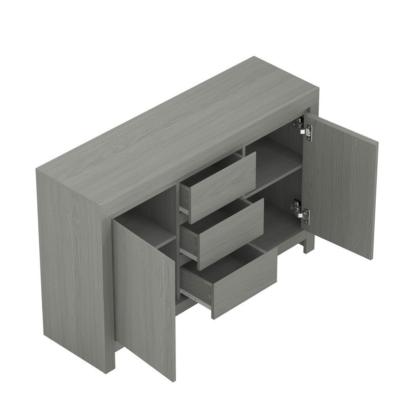 Ellani Cubbot Wide 2 Door 3 Drawer Sideboard, Cool Grey