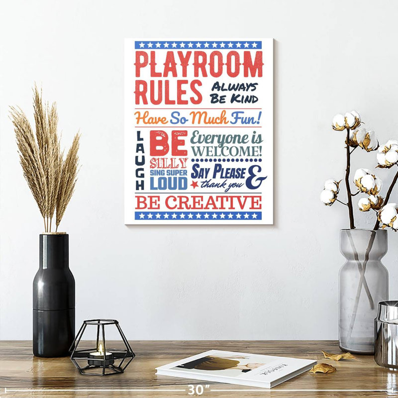 " Playroom Rules " by HomeyNotes Studio, 15" H x 12" W x 1.25" D