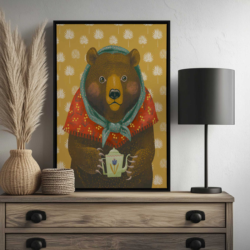 Théière Babushka par Taranealarts, reproduction d'art, Noir, Impression encadrée sans passe-partout, H 16 po x l 12 po