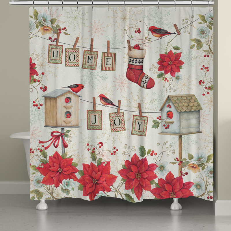 Holiday Wings Floral Shower Curtain