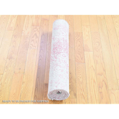 Sufern One-of-a-Kind 2'6" x 7'9" New Age Runner Silk and Wool Area Rug in Pink