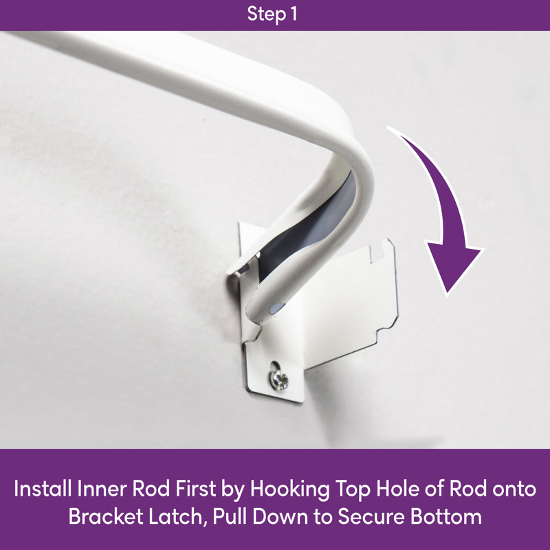 White Adjustable Double Curtain Rod with Mounting Brackets