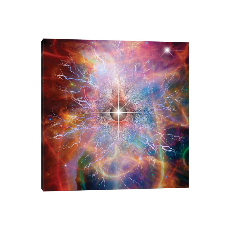 Space Scene with Lightning and Eye 1 Piece Wrapped Canvas Wall Art, 30.48 cm H x 30.48 cm W