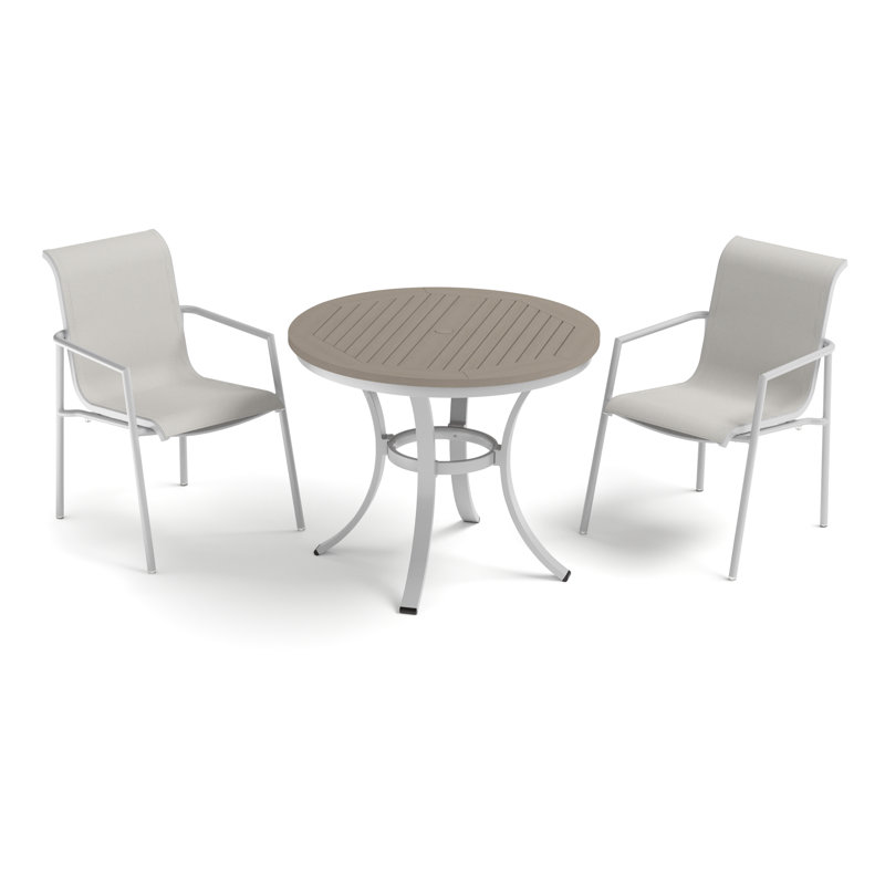 Orso & Travira 2 - Person Round 24" Long Powder Coated Aluminum Outdoor Dining Set