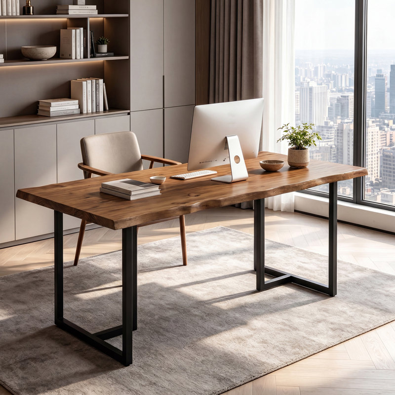 Solid Wood Steel Writing Desk