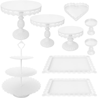 9-Piece Metal Cake and Cupcake Stand Set, Dessert Display Tower for Party