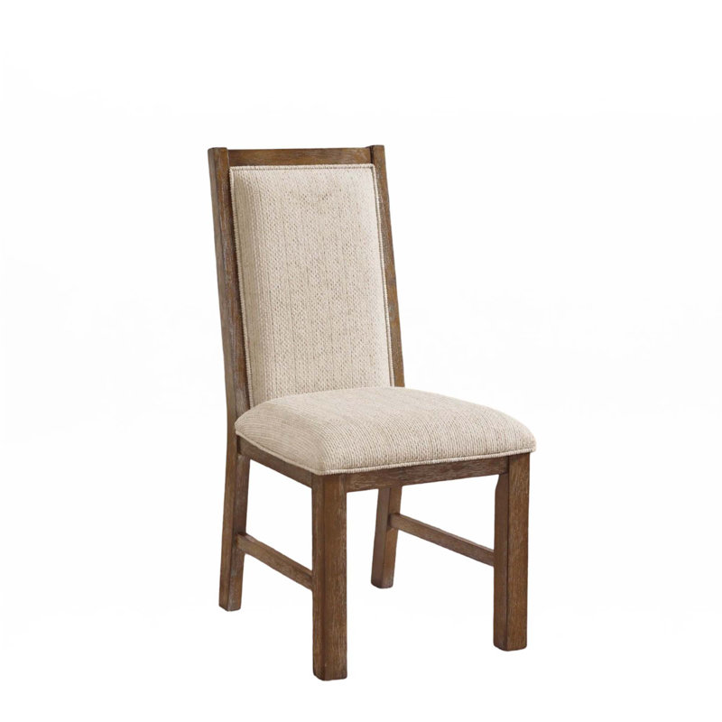 Transitional Style 2Pcs Side Chairs Rustic Oak Solid Wood