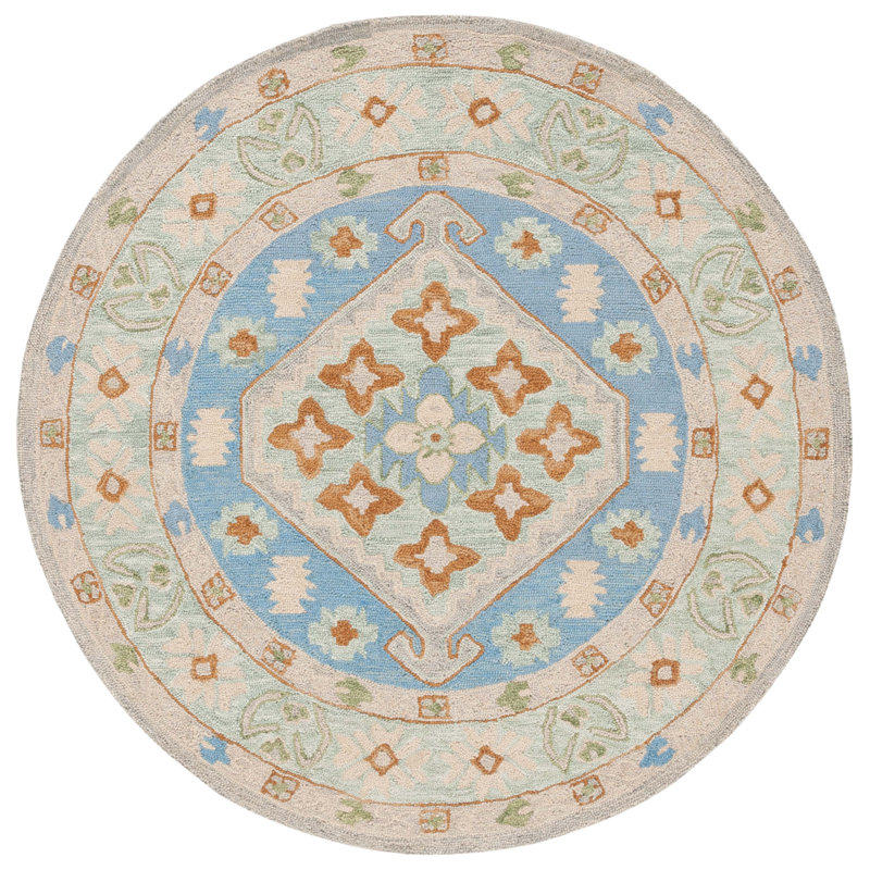 Tapis oriental en coton et laine touffeté à la main Macguiness, Rond 6 pi