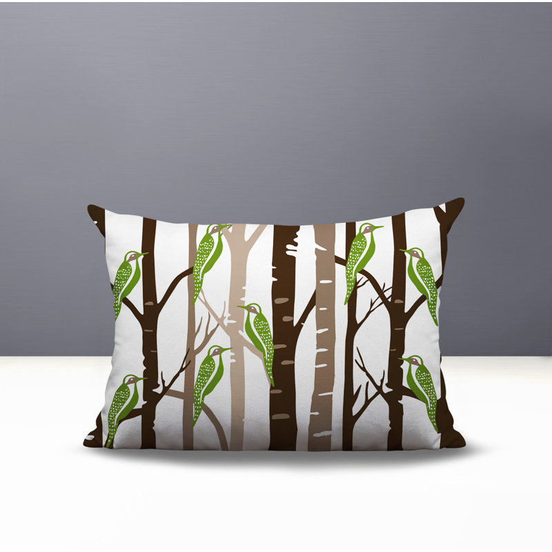 Oreiller rectangulaire réversible intérieur / extérieur Dali Bird, Chartreuse, Rectangle H 14 po x l 20 po