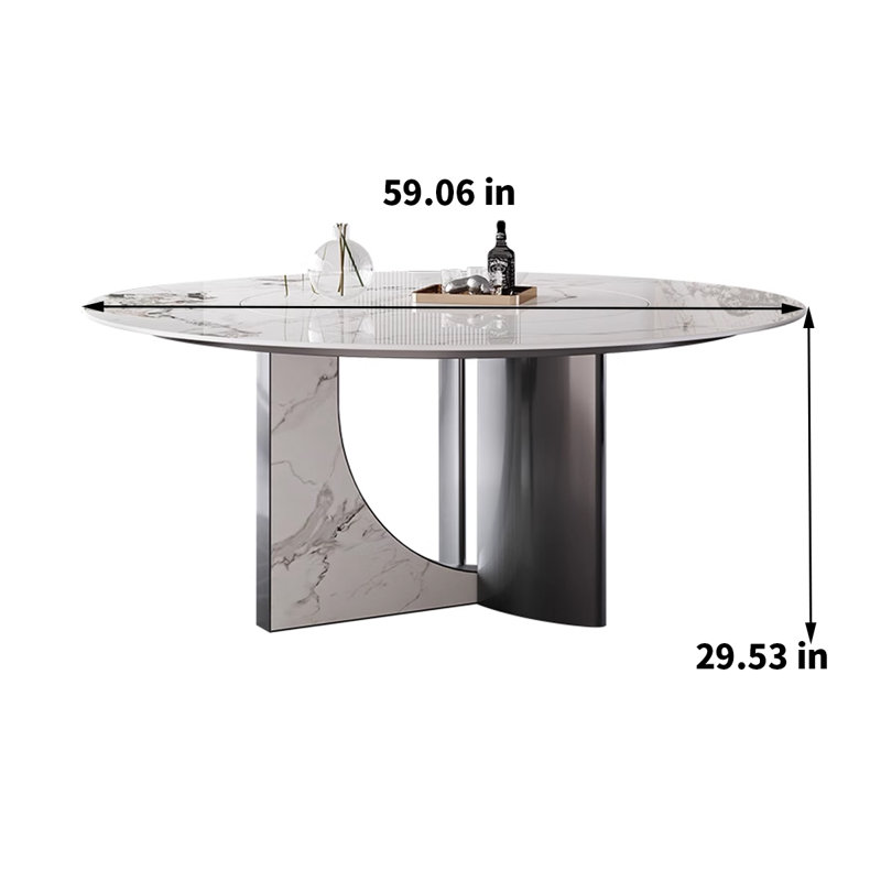 Table ronde de restaurant de luxe Rock Plate Light, H 29,53 po x L 59,06 po x l 59,06 po