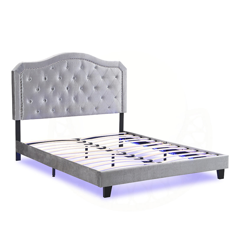 Exquisite Tufted Platform Nyiesha with Advanced Features for Comfortable Sleep, Light Gray