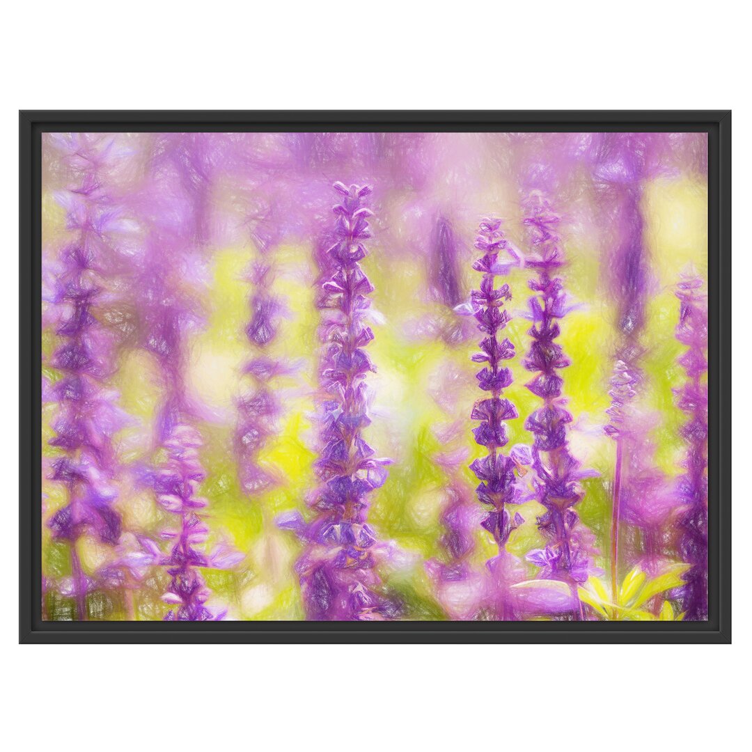 Gerahmtes Wandbild schöne violette Lavendelblüten