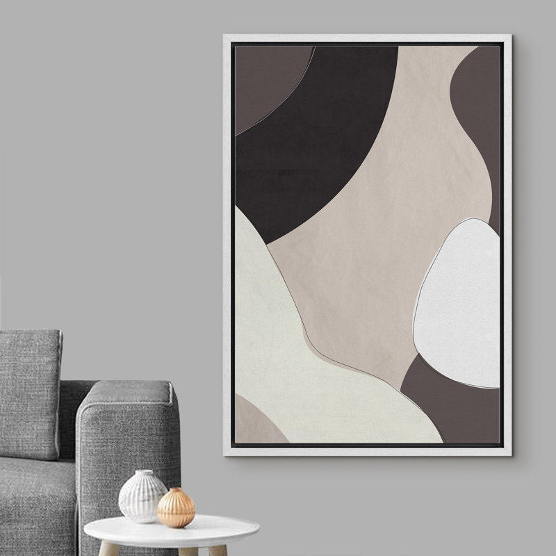 IDÉE4WALL abstrait alternant foncé et beige EVA10, Blanc, H 36 po x l 24 po x P 1,5 po