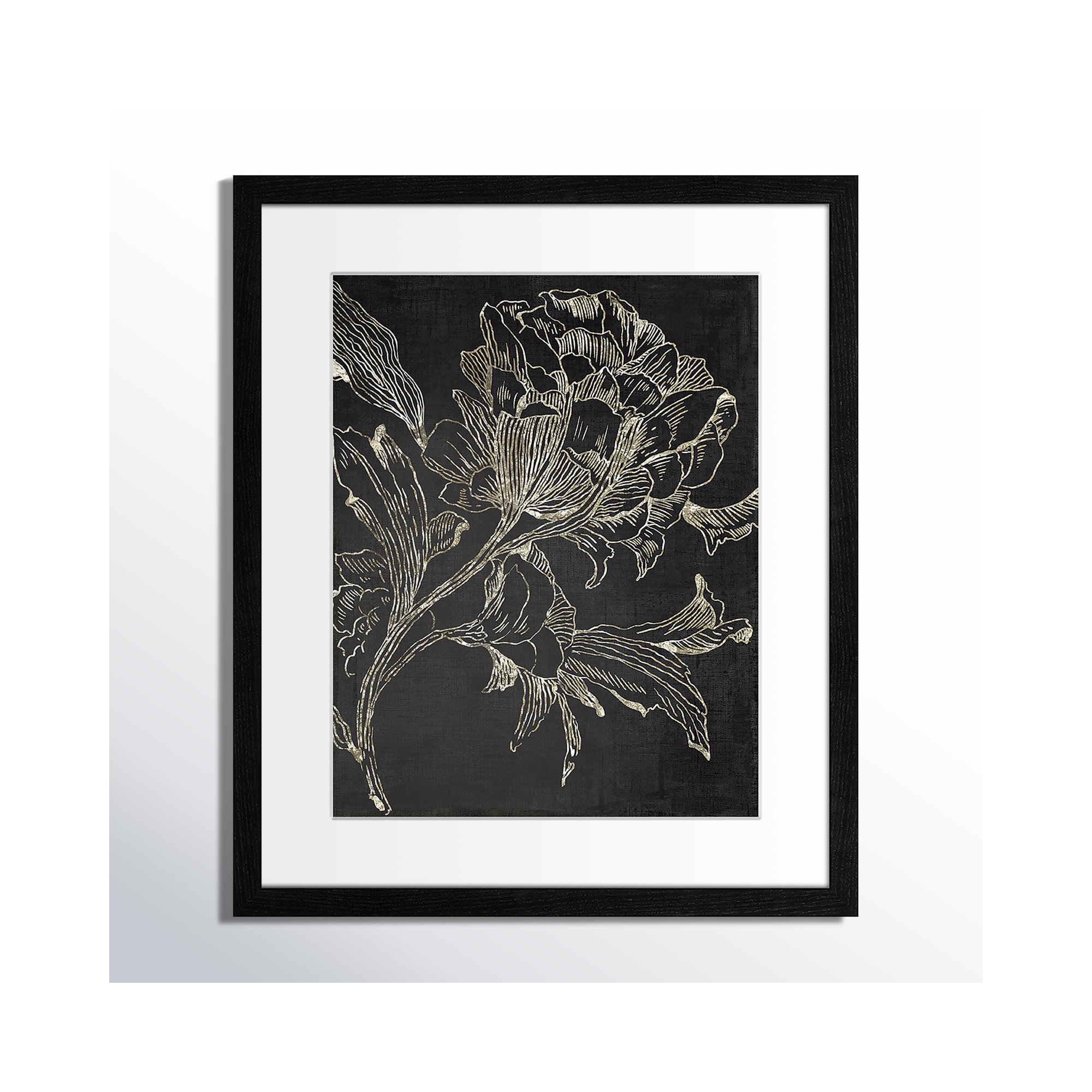 Golden Flower Folklore I by Asia Jensen - Picture Frame Graphic Art Print, 19" H x 16" W, Black Framed