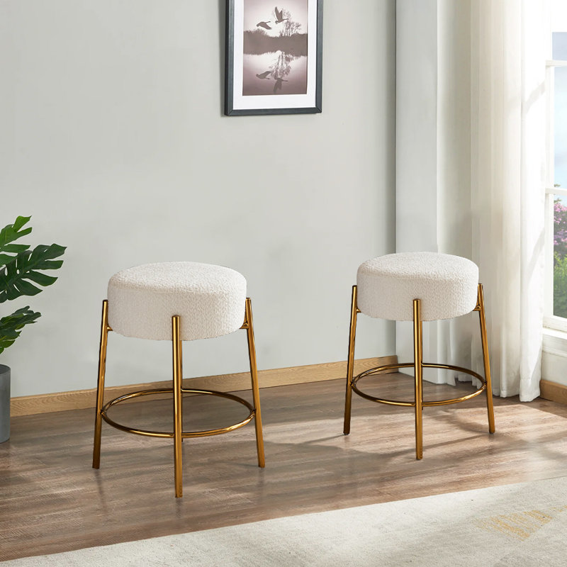 Tabouret de comptoir 24 po Charneco, Or, Blanc