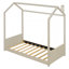Lit simple en bois et velours, beige-743916448