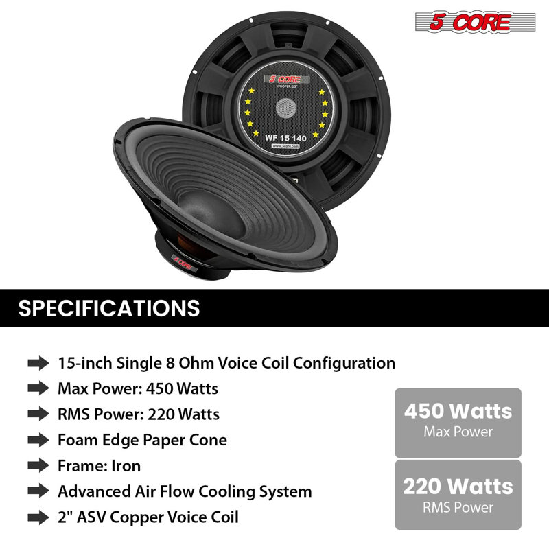  Haut-parleur de caisson de basses 15 "450W MAX PA