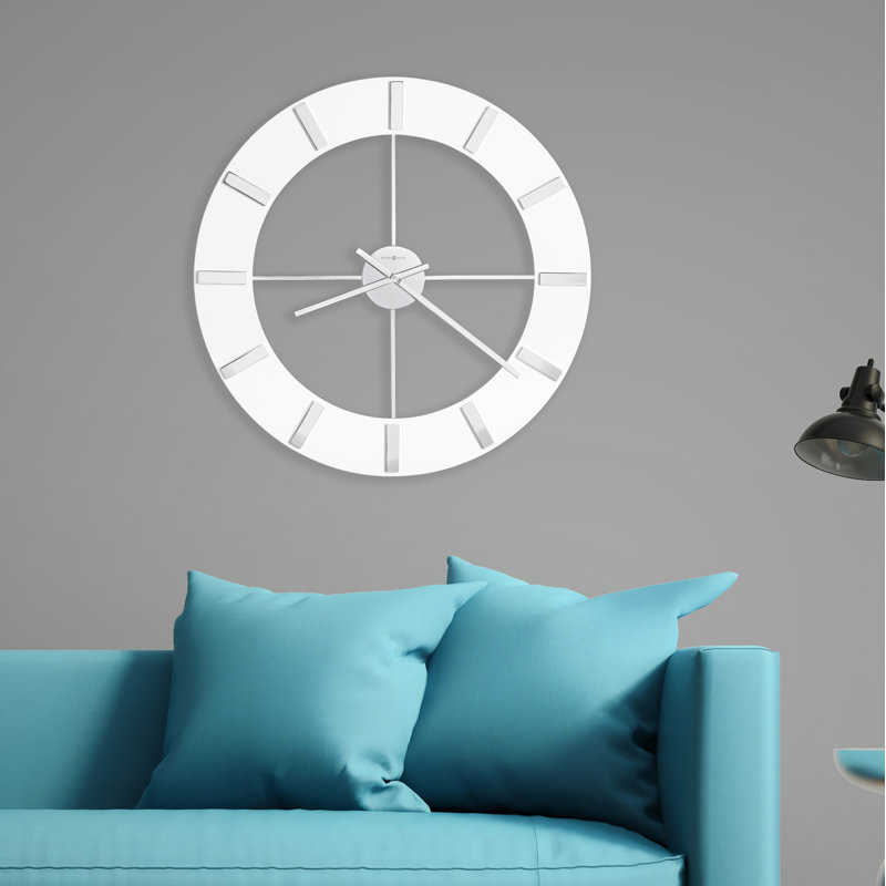 Pearl Contemporary Oversized Wall Clock, High-Gloss White and Polished Chrome Accents