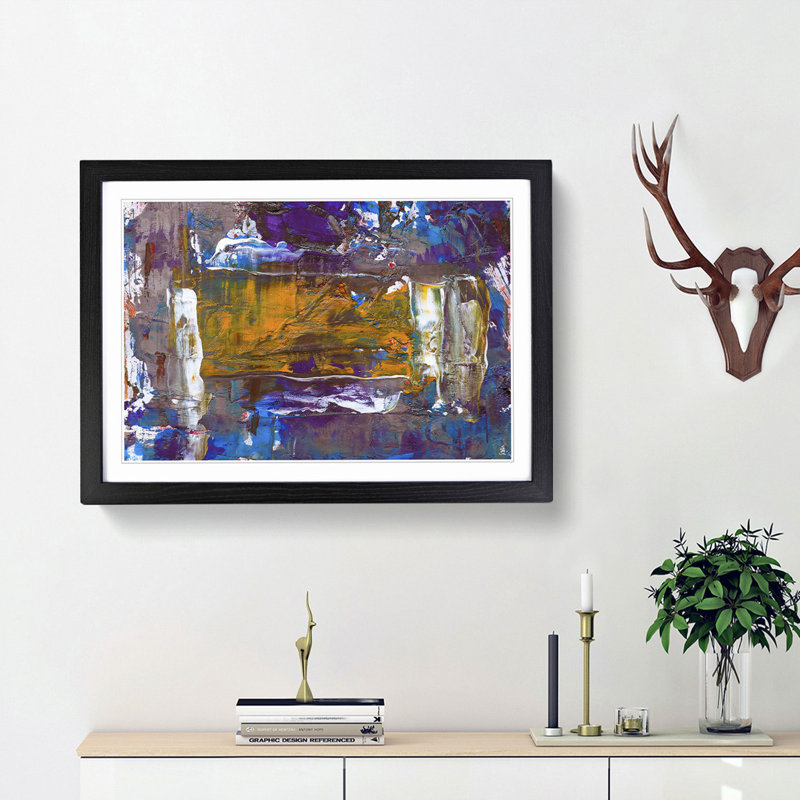 Abstract Art Painting Vol.143 by S.Johnson - Picture Frame Painting Print, Black Framed, 48cm H x 65cm W x 2cm D