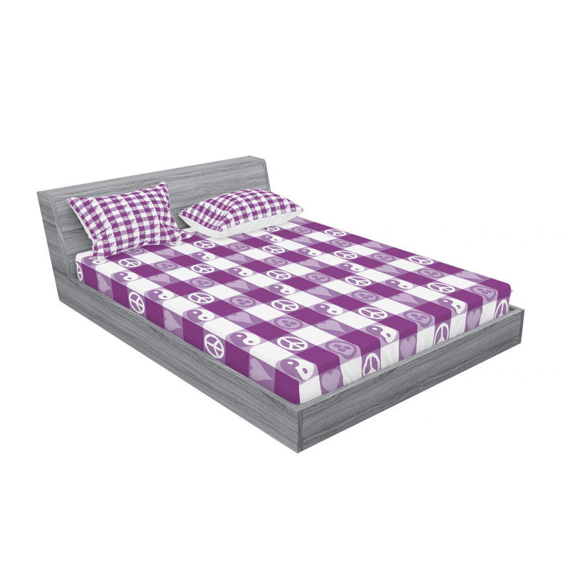 Microfiber Checkered Sheet Set, Queen Sheet Set with Fitted Sheet