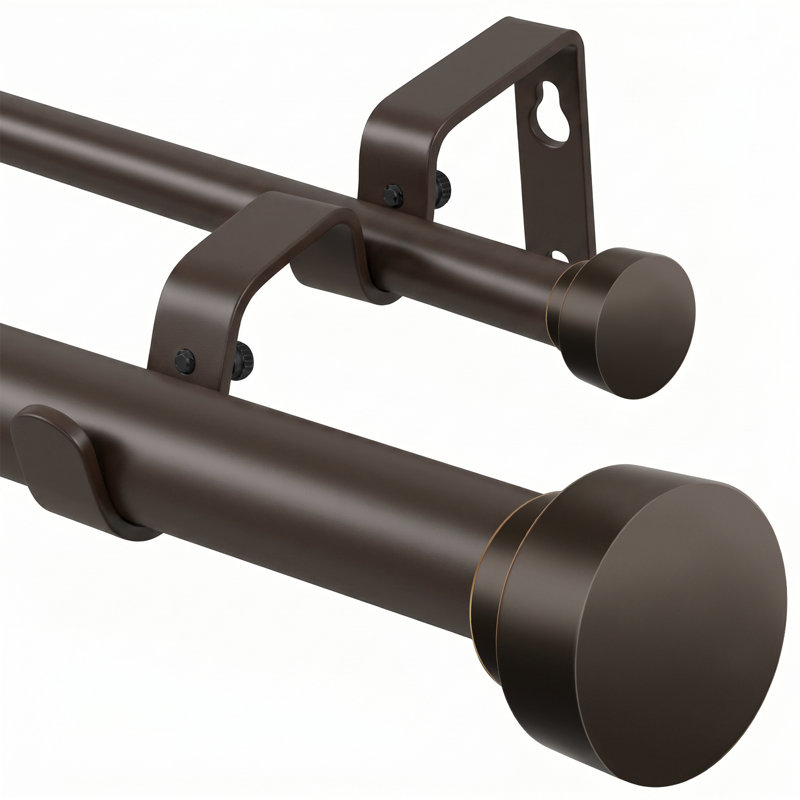 Tringle à rideaux double 1 po en bronze 32 à 84 po, tringle à draperie télescopique robuste avec embouts pour fenêtres
