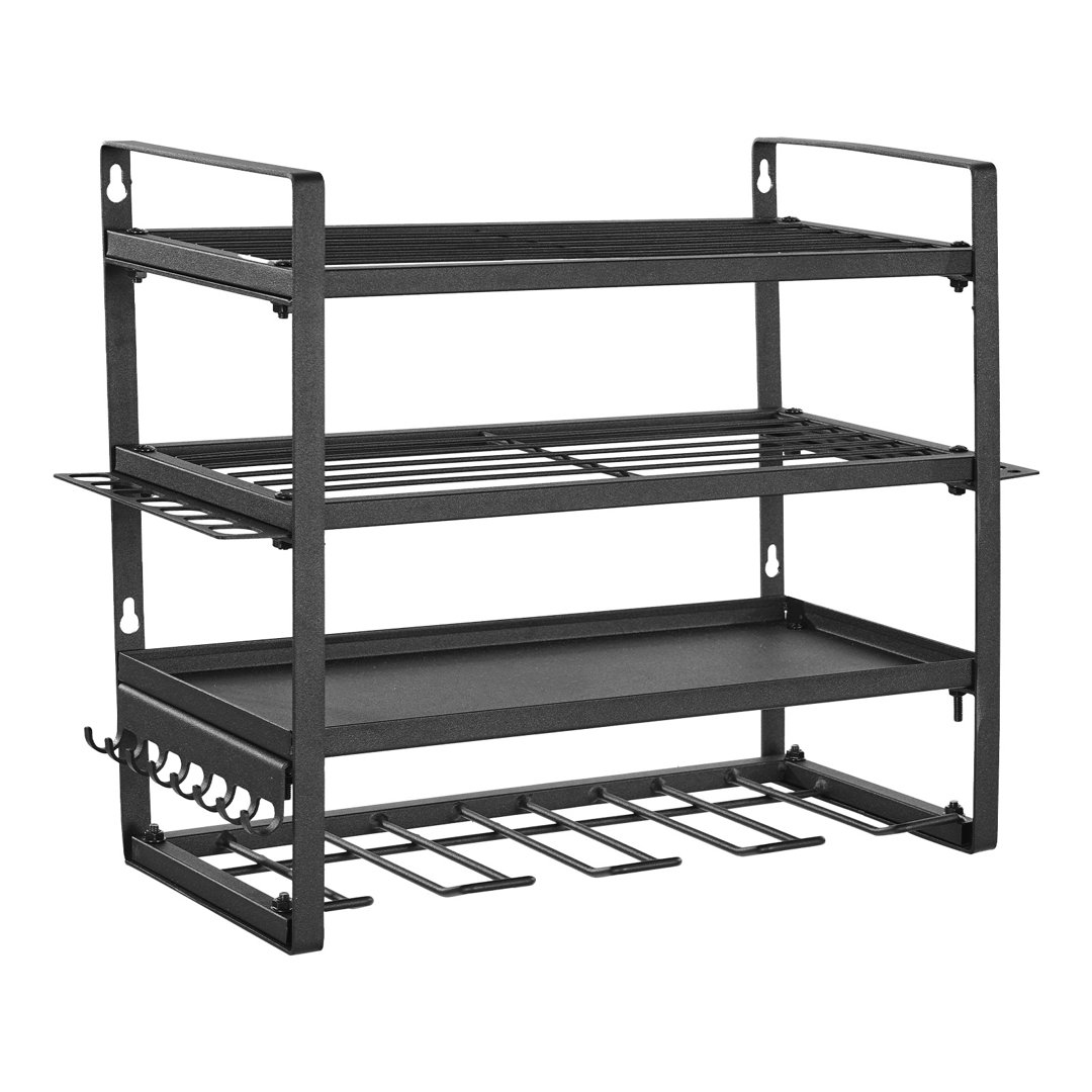 Power Tool Organizer Wall Mount 4-Layer Drill Storage Rack 4 Drill Holders