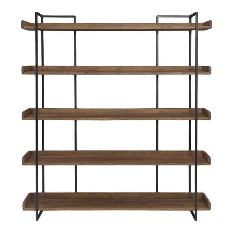 Berrien Solid Wood Etagere Bookcase, (5 Shelves) 75.5" H x 68" W x 13.5" D