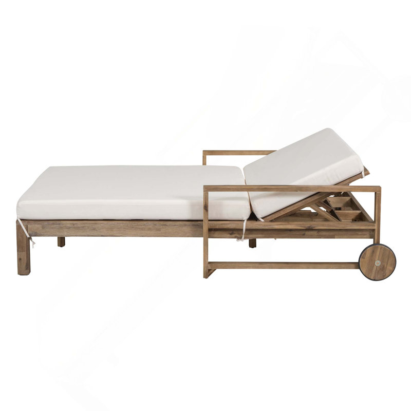 Lit de bronzage d'extérieur en bois de ferme pour une détente ultime, Beige