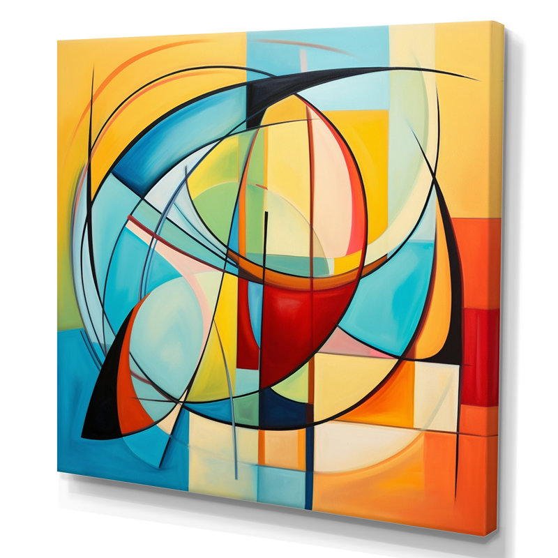Coloré 0 Mid Century Abstract Essence I - Art abstrait Mid-Century, Toile tendue, H 36 po x l 36 po x P 1,5 po
