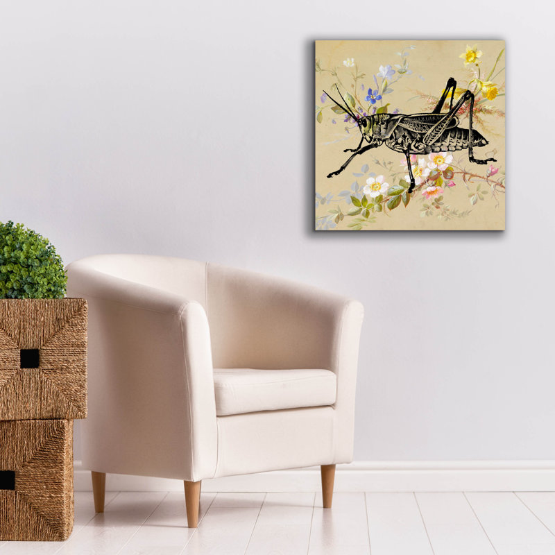 'Grasshopper Wallpaper' by Dean Russo Canvas Wall Art, 26" H x 26" W x 1.5" D