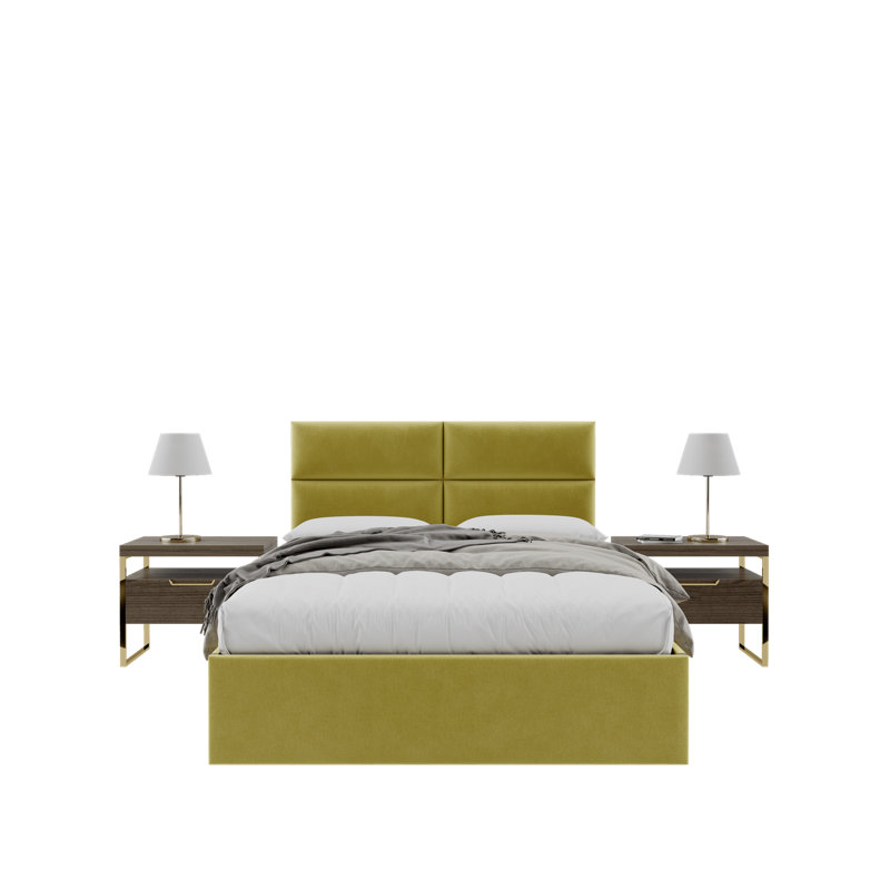 Sapan Upholstered Headboard, Queen, Velvet Micro Fiber Olive Moss