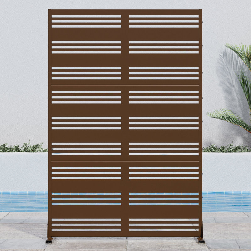 Metal Outdoor Privacy Screen, H 72 po x l 47 po x P 16 po, Brun