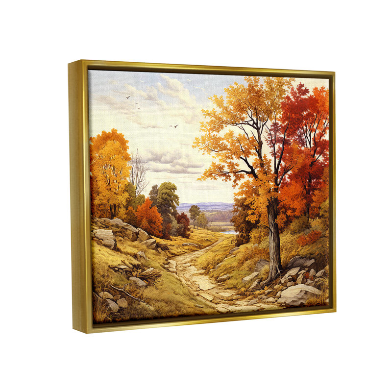 «Classic Fall Foliage Path», reproduction encadrée sur toile par Lil 'Rue, Or, H 17 po x l 21 po x P 1,7 po