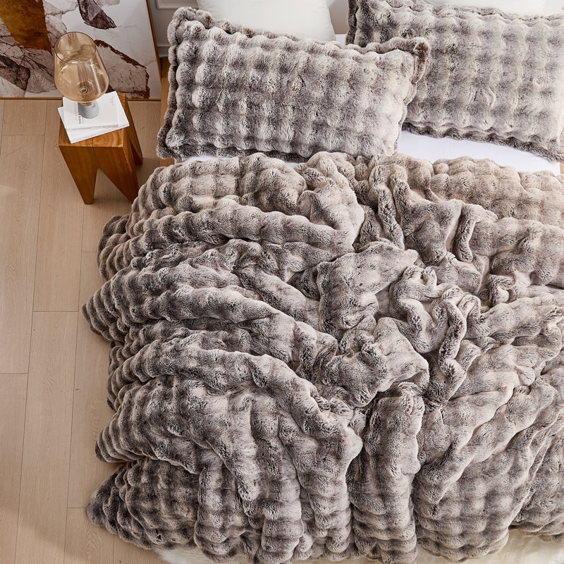 Ensemble d'édredon très grand Snowball Chunky Bunny - Coma, Édredon pour grand lit + 2 taies décoratives, Brun