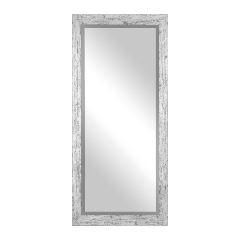 Beveled Full Length Mirror, Weathered White