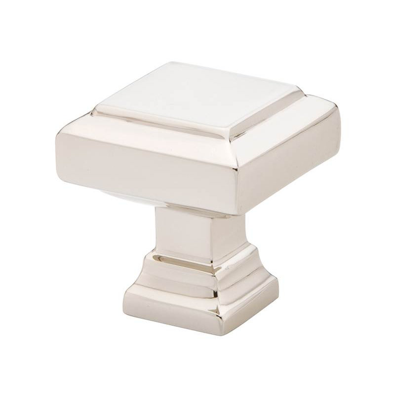 Oversized 1 1/4" Length Square Knob, Polished Nickel, 1.25" H x 1.25" W x 1.25" D