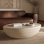 Table basse Trevi Oval - Ciment renforcé avec finition en faux marbre 