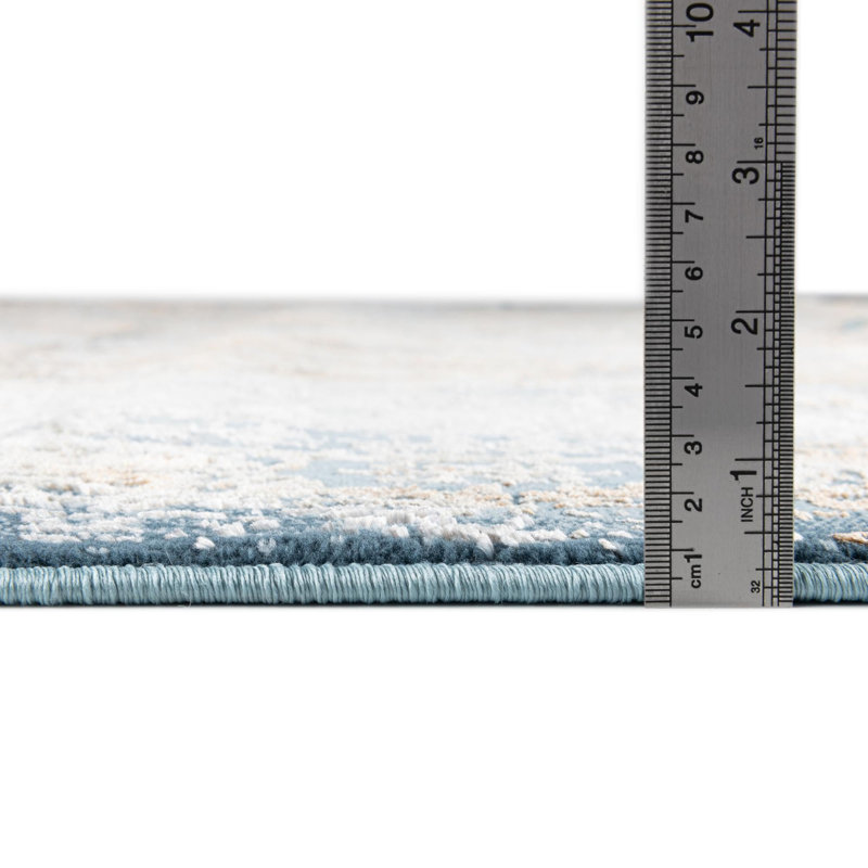 Tapis bleu / brun / ivoire Alamo, Ovale 5 pi 3 po x 8 pi