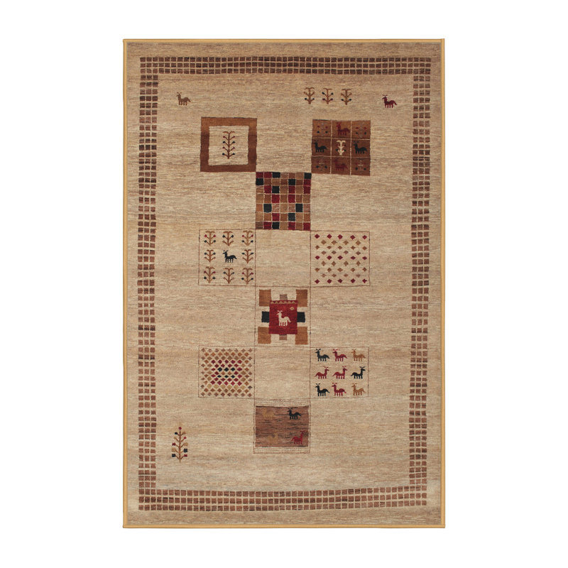 Tapis beige/brun contemporain, Rectangle 5 pi x 7 pi