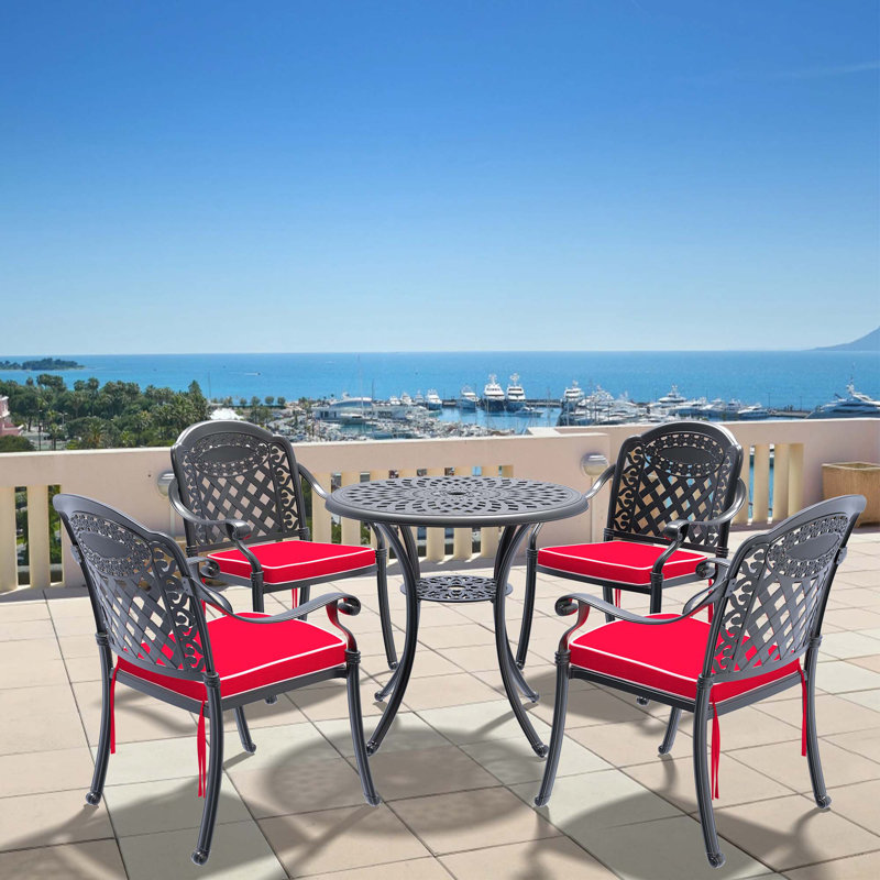 5-Piece Set Of Cast Aluminum Patio Furniture With  Cushions,Multi-Functional, 28.35" H x 30.71" L x 30.71" W, 4
