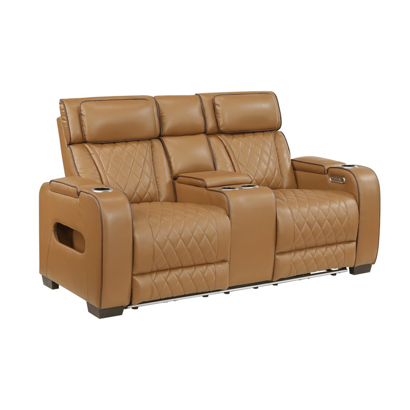 Causeuse inclinable électrique avec console centrale Fairway, Brun