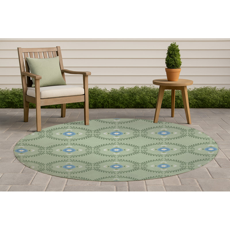 Bree Non Slip Outdoor Rug, Round 5'