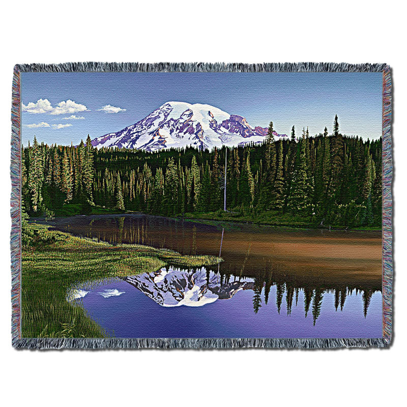 Couverture Pure Country Weavers A Majestic Slumber at Mt. Rainier par Kurt C Burmann - jeté en coton cadeau - fabriqué aux États-Unis - 72 po x 54 po